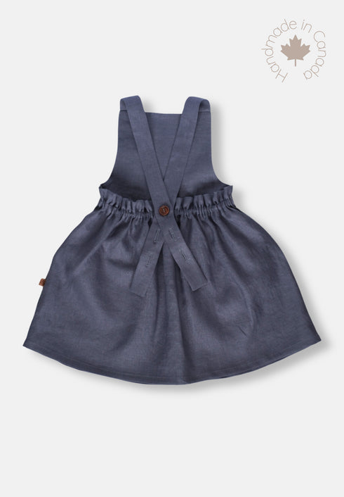 Classic Linen Pinafore - Indigo Night