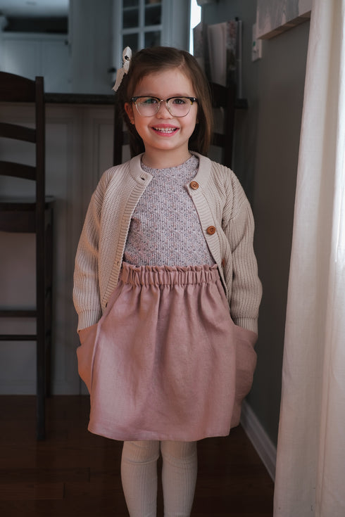 Linen Pocket Skirt - Dusty Pink