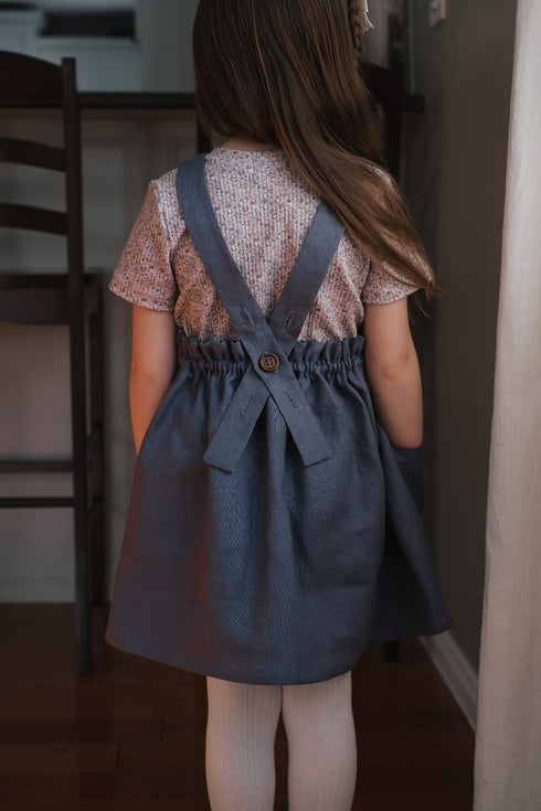 Classic Linen Pinafore - Indigo Night