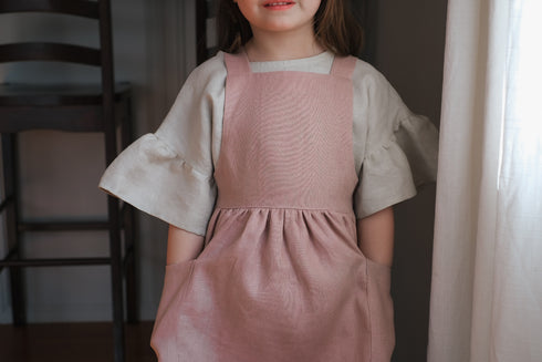 Classic Linen Pinafore - Dusty Pink
