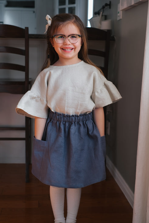 Linen Pocket Skirt - Indigo Night