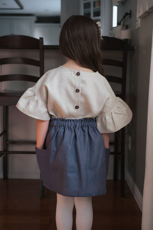 Linen Pocket Skirt - Indigo Night