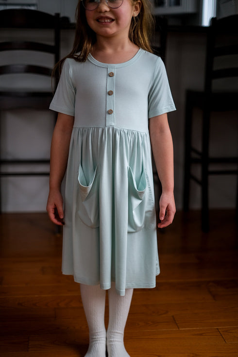 Bamboo Pocket Dress - Seafoam Whisper