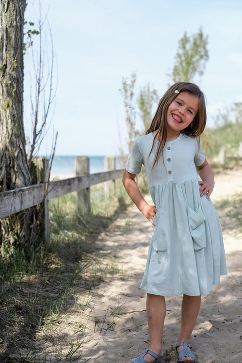 Bamboo Pocket Dress - Seafoam Whisper
