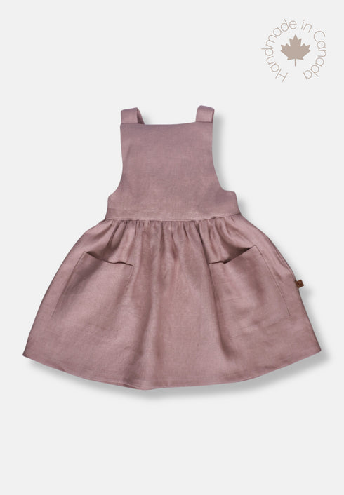 Classic Linen Pinafore - Dusty Pink