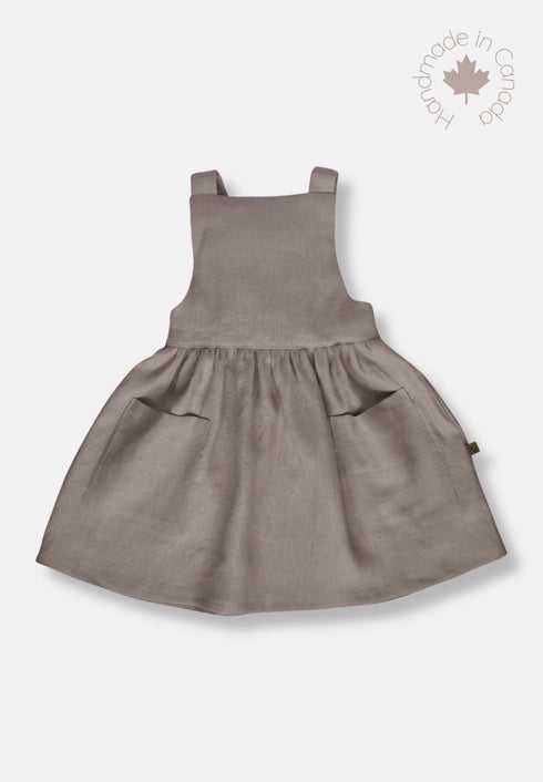 Classic Linen Pinafore - Taupe