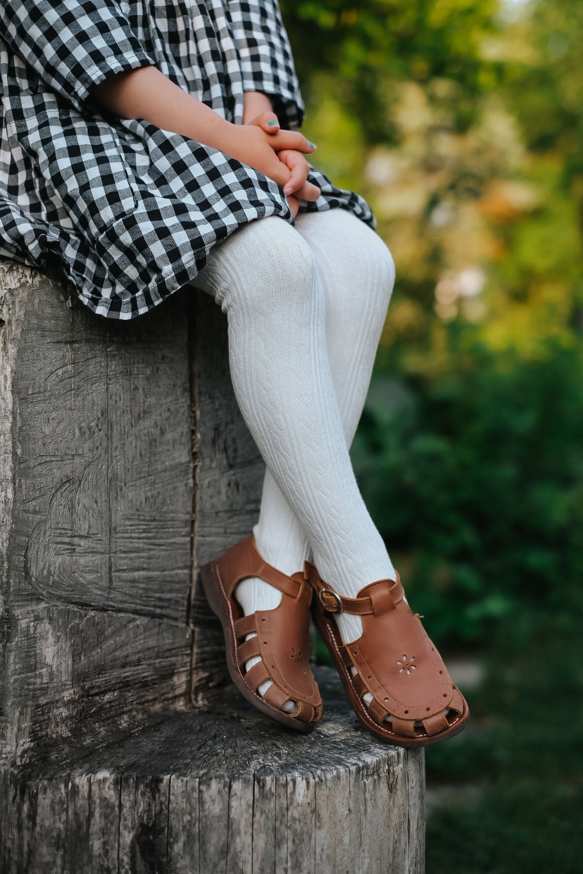 Cable Knit Tights - Linen