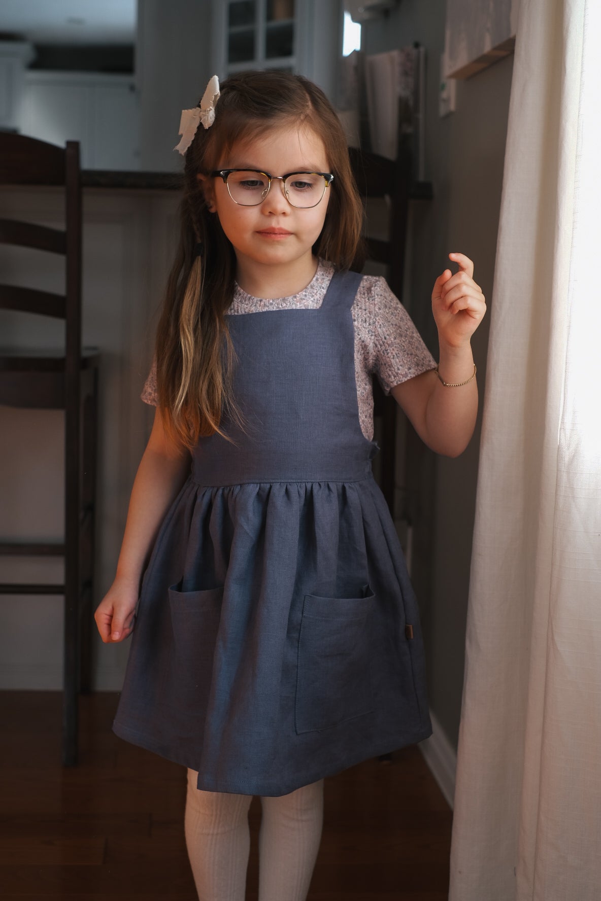 Classic Linen Pinafore - Indigo Night