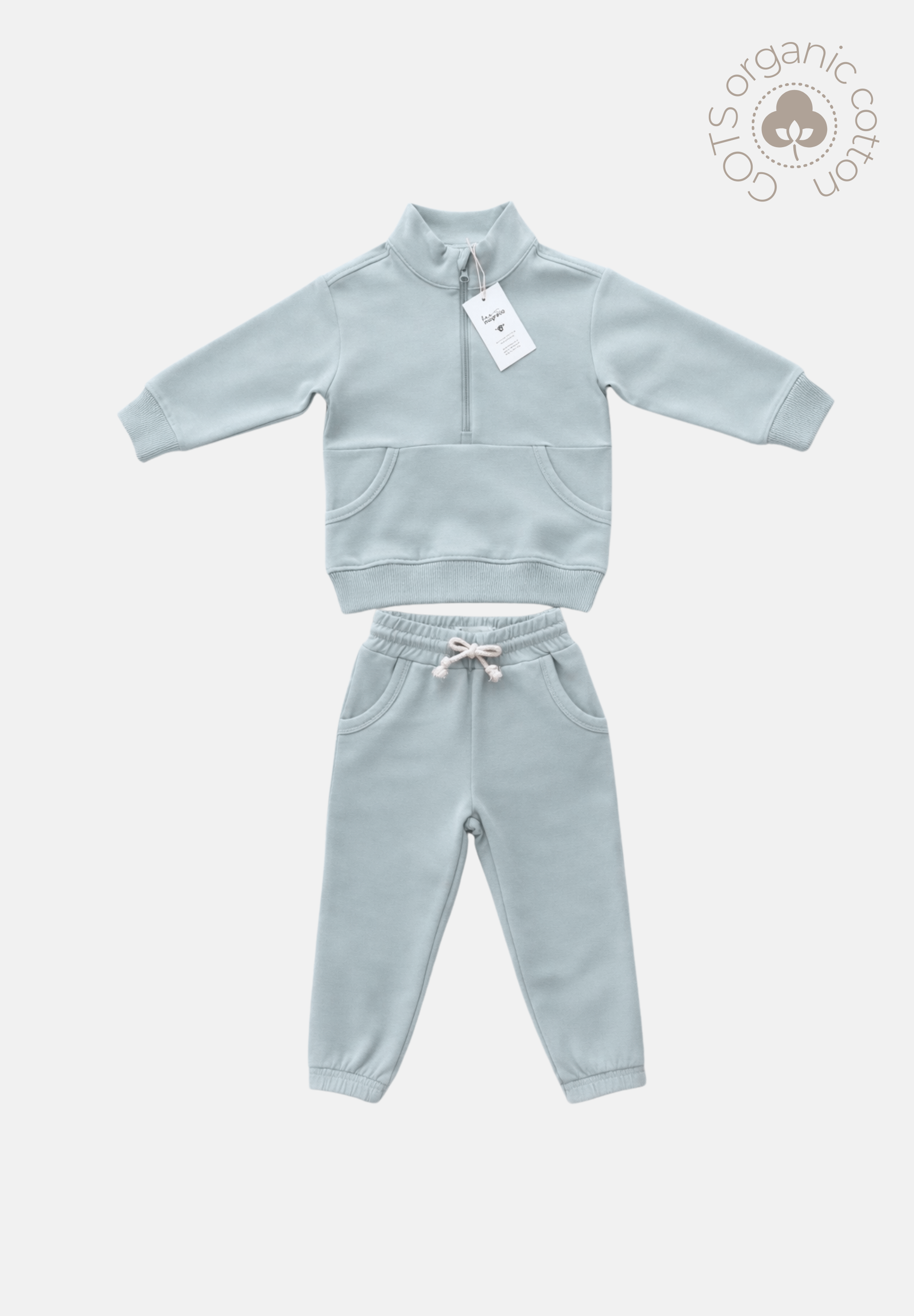 Organic Half-Zip Jogger Set - Coastal Fog