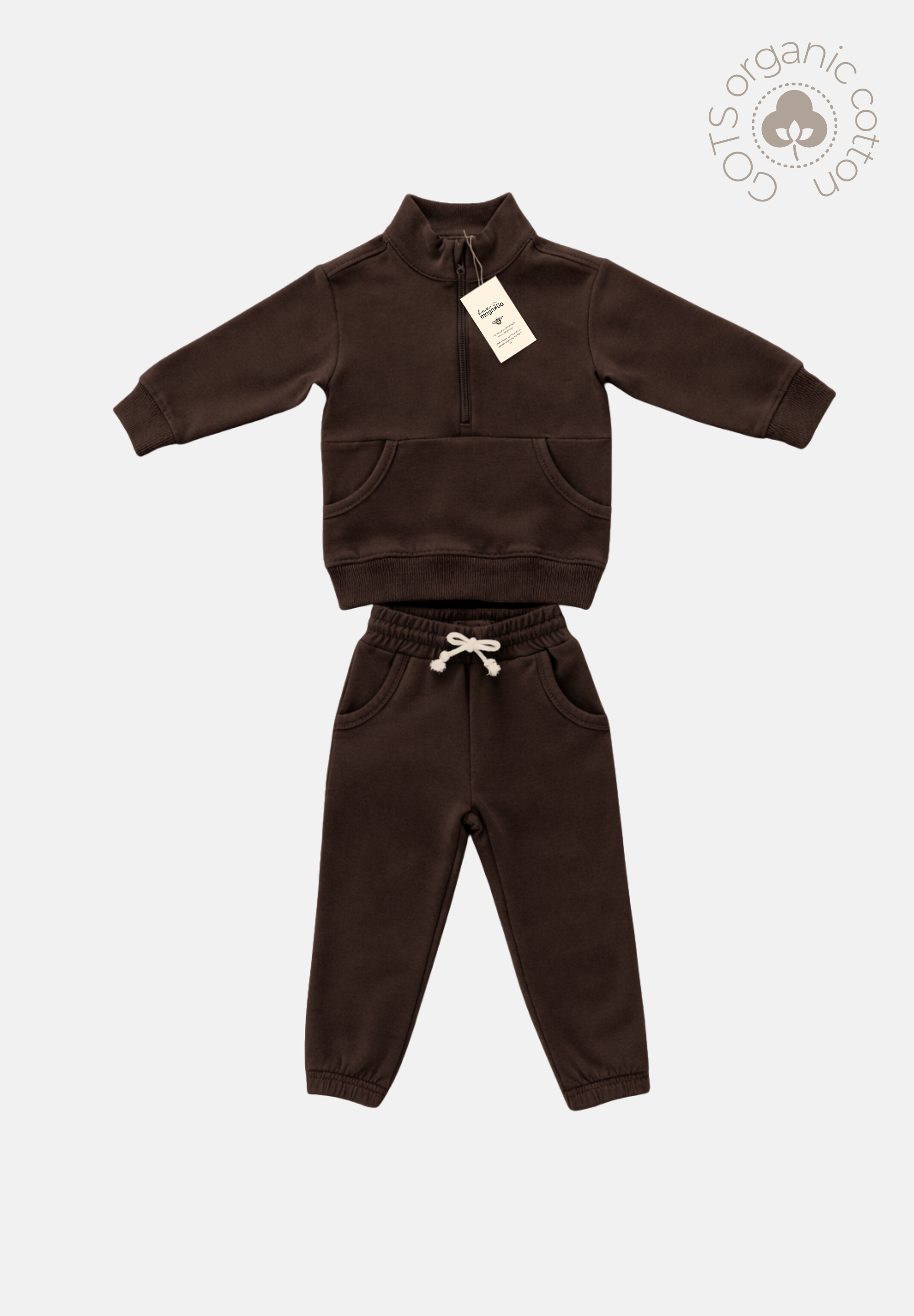 Organic Half-Zip Jogger Set - Woodland Bark