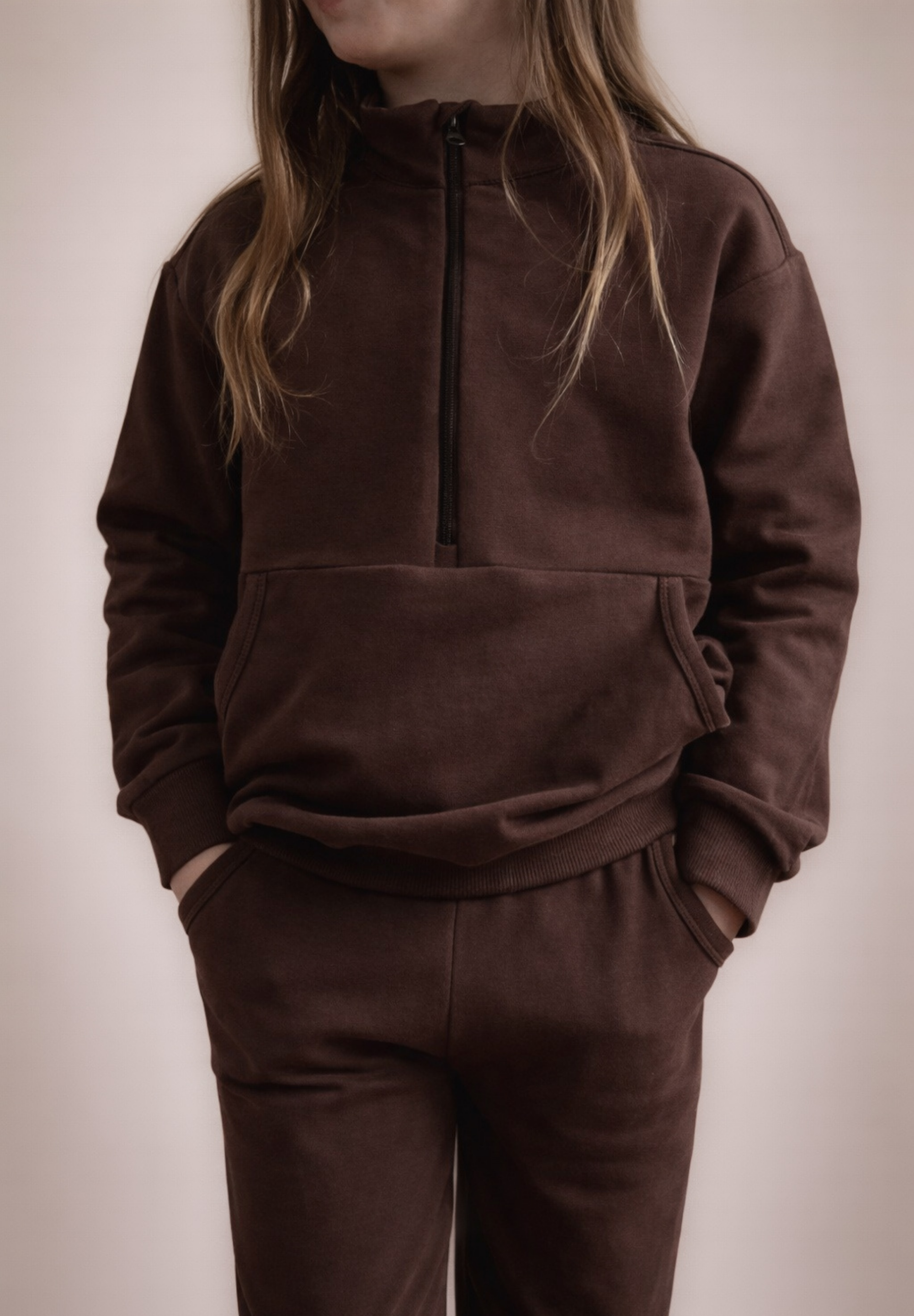 Organic Half-Zip Jogger Set - Woodland Bark