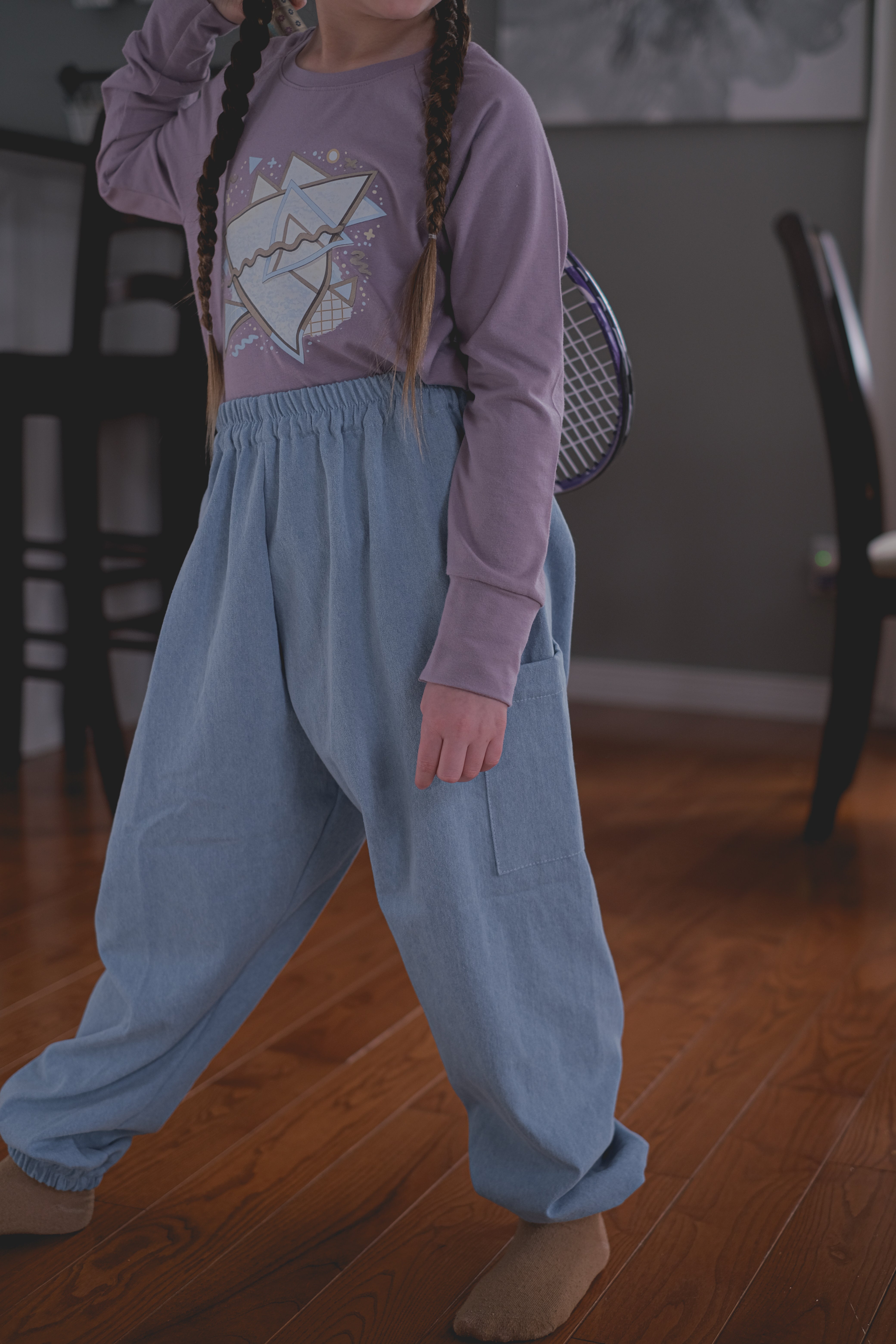 Raglan Pullover - Geometric Lilac