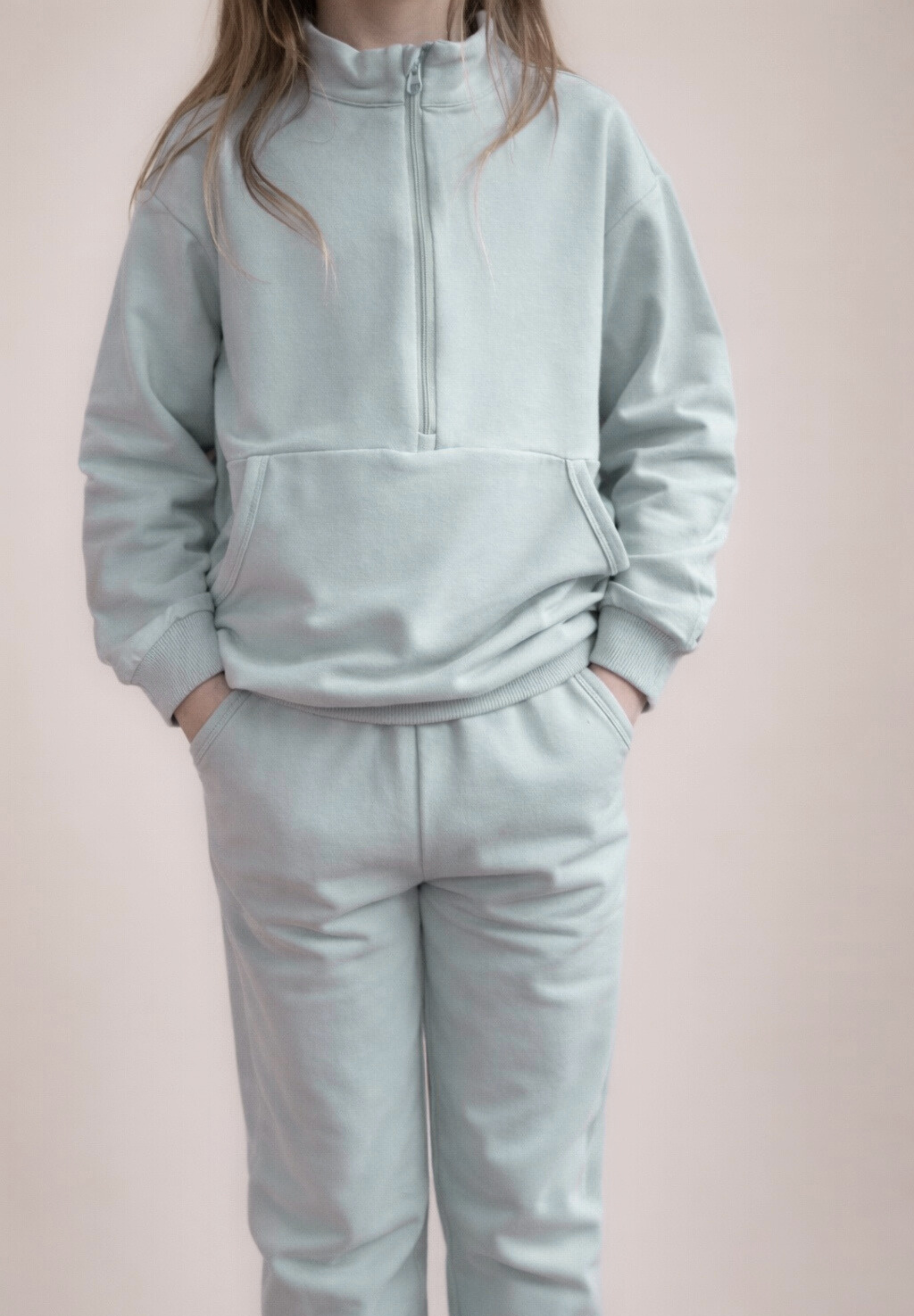 Organic Half-Zip Jogger Set - Coastal Fog